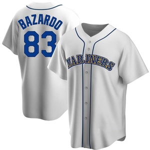 Youth Seattle Mariners Eduard Bazardo Replica White Home Cooperstown Collection Jersey