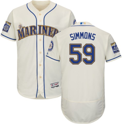 Men's Majestic Seattle Mariners Shae Simmons Replica Cream Alternate