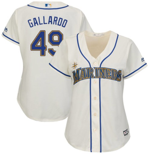 Women's Majestic Seattle Mariners Yovani Gallardo Authentic Cream Home Cool Base Jersey