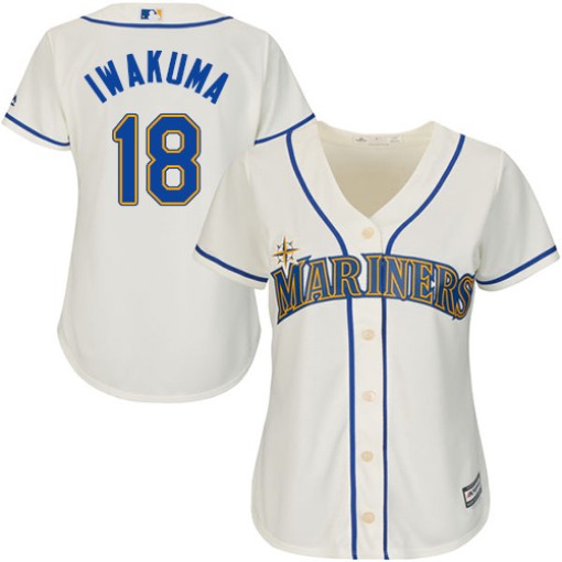 Women's Majestic Seattle Mariners Hisashi Iwakuma Replica Cream